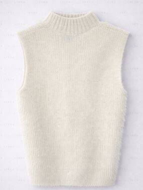 Old Navy Cream Sleeveless Turtleneck Sweater Vest | Cozy Soft Knit XS